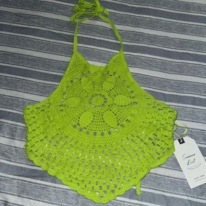 Halter knitted crochet top.